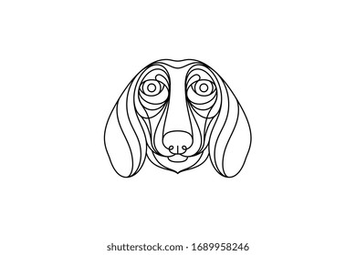Balck Dachshund dog Vector illustration in portrait mode