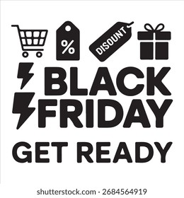 Black Friday Arte vectorial Icono Pack Icono Set Venda Anuncio Silueta Arte Negro y Blanco Backgroent 