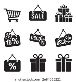 schwarz freitag vektor kunst symbol pack symbol satz band banner silhouette kunst schwarz-weiß hintergrund 