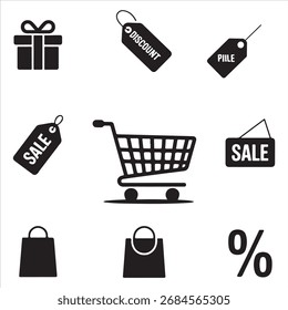 balck friday vector art icon pack icon set bandle banner silhouette art black and white backgroent 