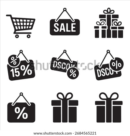 balck friday vector art icon pack icon set bandle banner silhouette art black and white backgroent 