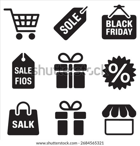 balck friday vector art icon pack icon set bandle banner silhouette art black and white backgroent 