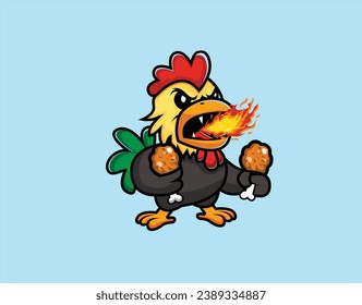 balck hot fried chicken logo template vector illustration