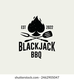 balck jack barbeque restaurant vector logo. white background