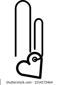 Balck line icon clipped heart