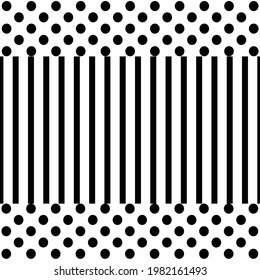 Balck polka dot and striped lines vector isolated on white background.Cute pattern decorated cover,paper,fabric and wallpaper.