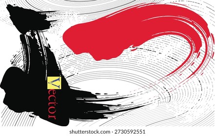 balck and red grunge brush strokes, distressed texture line with dots, texture with circles, spots, scratches, and lines. gray texture with grunge, abstract paint brush strokes.eps