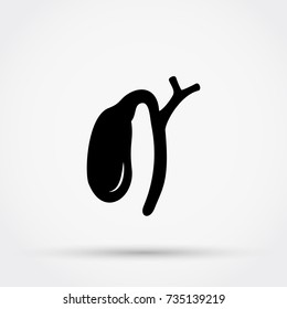 Balck Silhouette Of Gall Bladder Vector Icon.