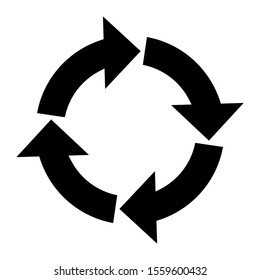 Balck vector circular arrow isolated on white background.