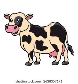 Balck and white cow cartoon character design