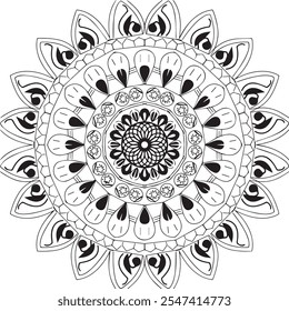 balck and white flat mandala design