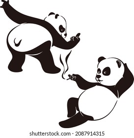 balck and white panda animal illustration