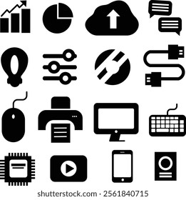 Balck And White Technology Icons, for design, icons, elemment become you design more insteristing 