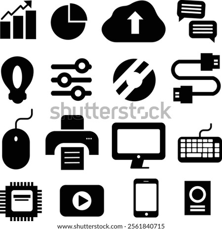 Balck And White Technology Icons, for design, icons, elemment become you design more insteristing 