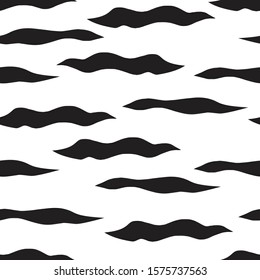 Balck and white wavy cloud seamless pattern