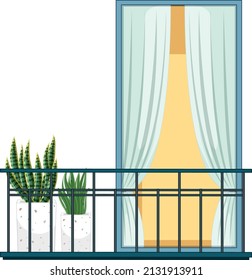 Balcony of apartment building facade illustration