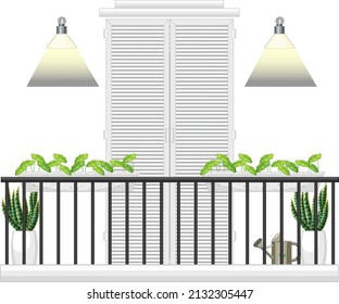 Balcony of apartment building facade illustration