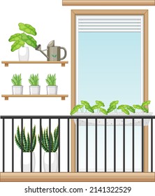 Balcony of apartment building facade illustration