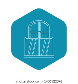 Balcony with an arched window icon. Outline illustration of balcony with an arched window vector icon for web