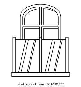 Balcony with an arched window icon. Outline illustration of balcony with an arched window vector icon for web