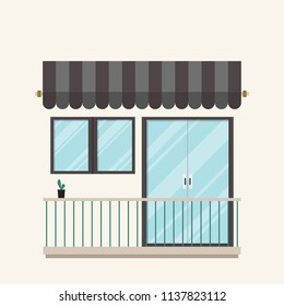 Balcony and awning vector. free space for text. wallpaper. background.