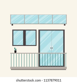 Balcony and awning vector. free space for text. wallpaper. background.