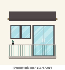 Balcony and awning vector. free space for text. wallpaper. background.