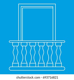 Balcony with blind window icon blue outline style isolated vector illustration. Thin line sign