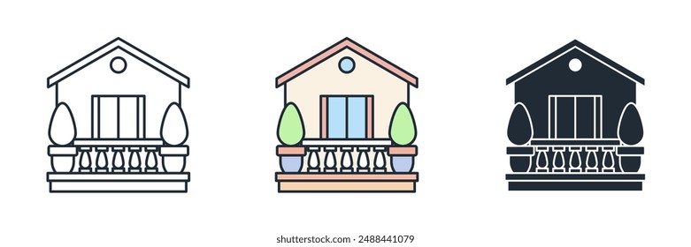 Balcony building Icon symbol vector illustration isolated on white background
