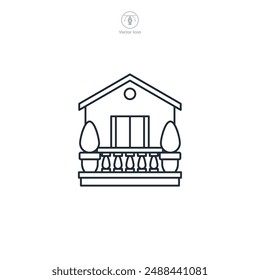 Balcón edificio Icono símbolo Ilustración vectorial aislado sobre fondo blanco