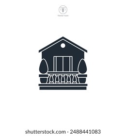 Balcón edificio Icono símbolo Ilustración vectorial aislado sobre fondo blanco