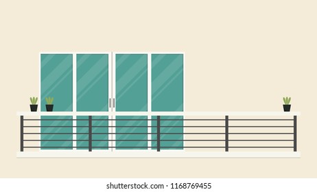 Balcony cartoon vector. free space for text. wallpaper.