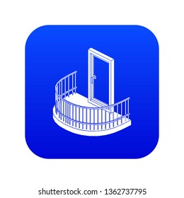 Balcony door icon blue vector isolated on white background