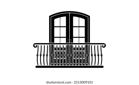 Balcony emblem, black isolated silhouette