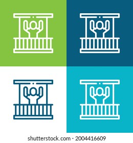 Balcony Flat four color minimal icon set