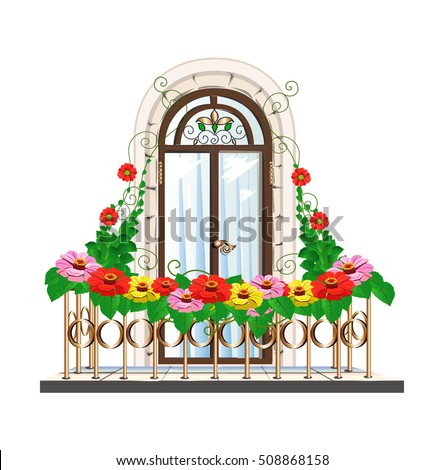 balcony with flowers beautiful architecture
