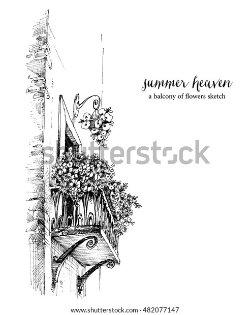 Image Vectorielle De Stock De Balcon Avec Dessin De Fleurs