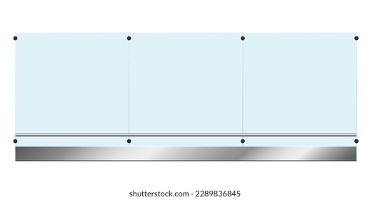 Balcony glass fence fail terrace sidewalk isolated on white background set. Vector graphic design element illustration