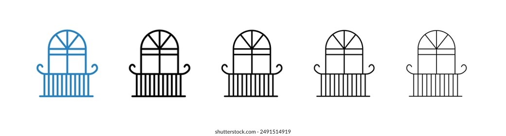 Balcony icon in black and blue