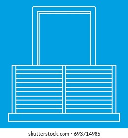 Balcony icon blue outline style isolated vector illustration. Thin line sign