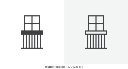 Balcony icon. collection of editable stroke line and solid flat styles.