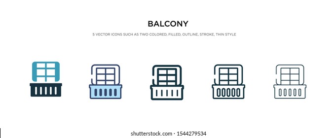 balcony icon in different style vector illustration. two colored and black balcony vector icons designed in filled, outline, line and stroke style can be used for web, mobile, ui