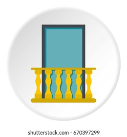 Balcony icon in flat circle isolated vector illustration for web