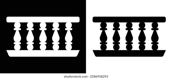 Balcony icon set. Balcony icon, vector for door and windows. Balcony icons isolated on black and white background. Vector illustration. 
