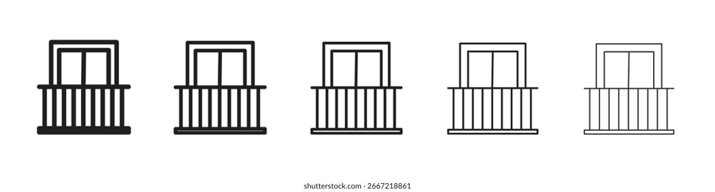 Balcony icon simple editable stroke series pack. eps10