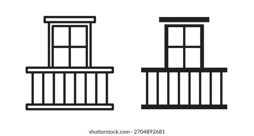 Colección de Vector de icono de balcón. ilustraciones de Vector de símbolo de stock