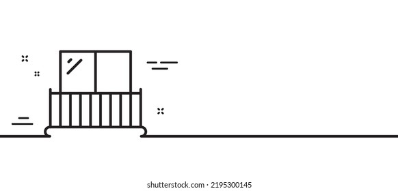 Balcony line icon. Building balconet sign. Apartment terrace symbol. Minimal line illustration background. Balcony line icon pattern banner. White web template concept. Vector