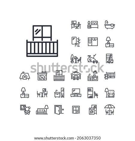 Balcony line icon in set on the white background. High quality outline symbol for web design or mobile app. [[stock_photo]] © 