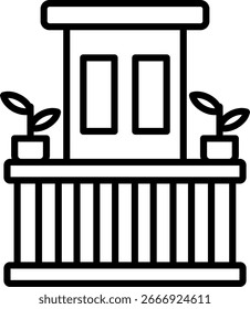 Diseño de icono de Vector de línea de balcón