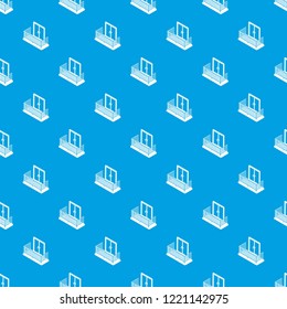 Balcony with metal fencing pattern vector seamless blue repeat for any use
